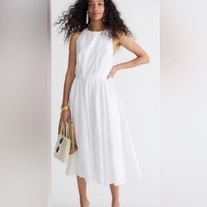 J Crew Chic White Cotton Midi Dress
